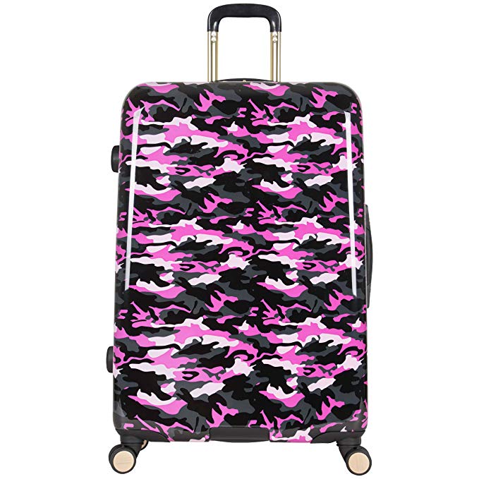 Aimee Kestenberg Women's 28-Inch Camouflage Print Expandable 8-Wheel Spinner Luggage - Lightweight ABS+PC Hardshell Suitcase for Travel, Business Trips & Vacations | Green