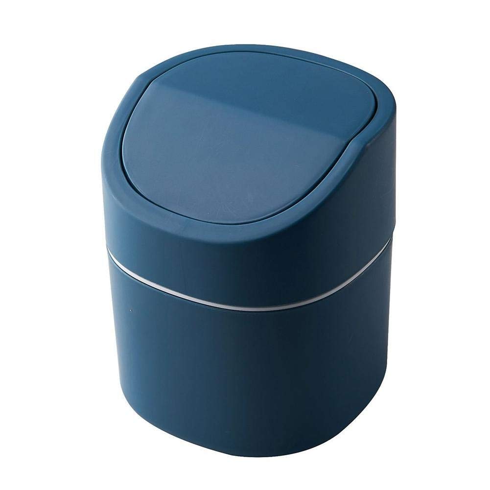 Sifanny Mini Small Waste Bin - Compact Desktop Garbage Can for Home, Office & Table - Plastic Trash Basket with Lid - Perfect for Desk, Bathroom, Kitchen & Car Organization (Blue)