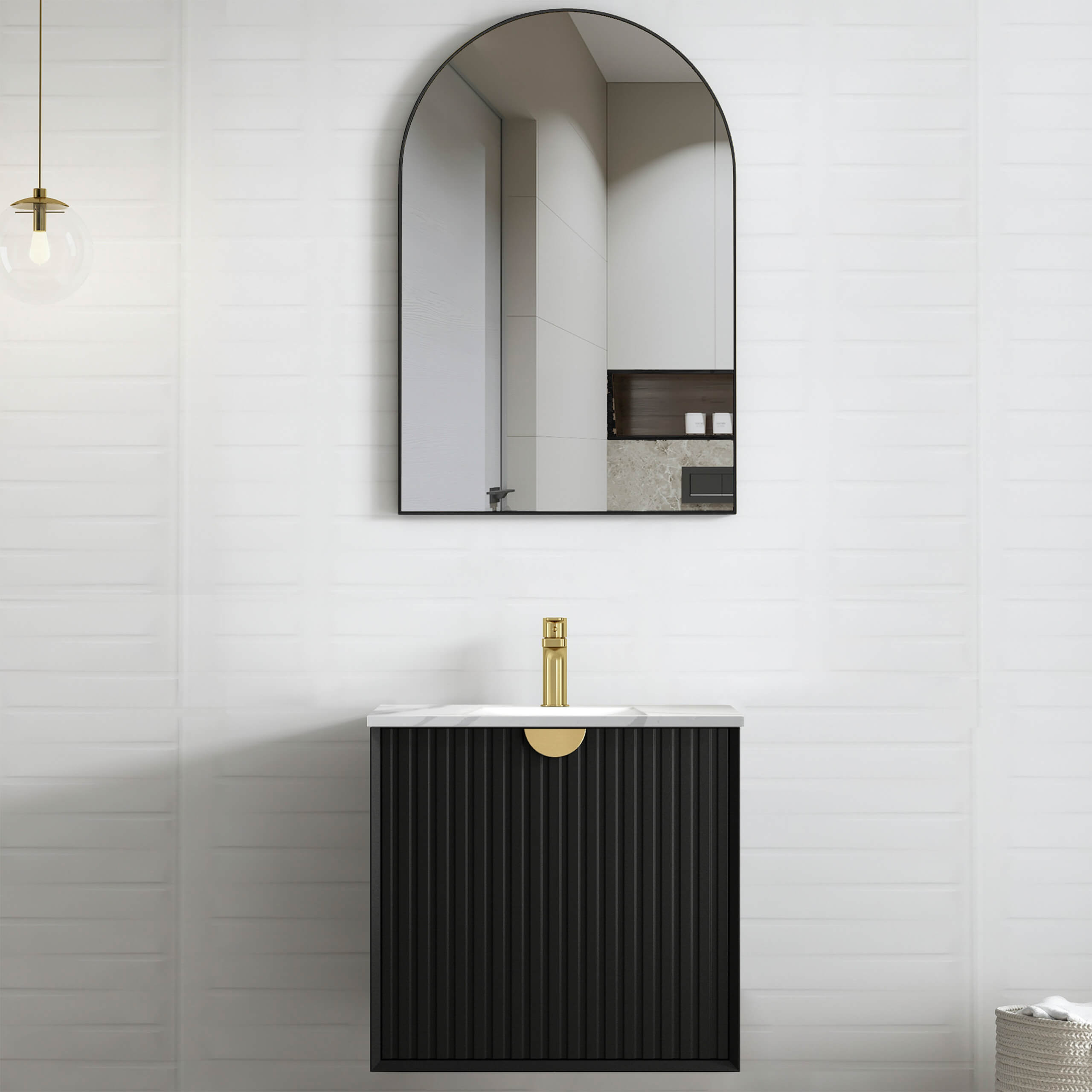 Marlo Ceramic Top Single Basin Vanity - Modern Bathroom Sink with Storage for Small Spaces, Perfect for Apartments & Guest Bathrooms