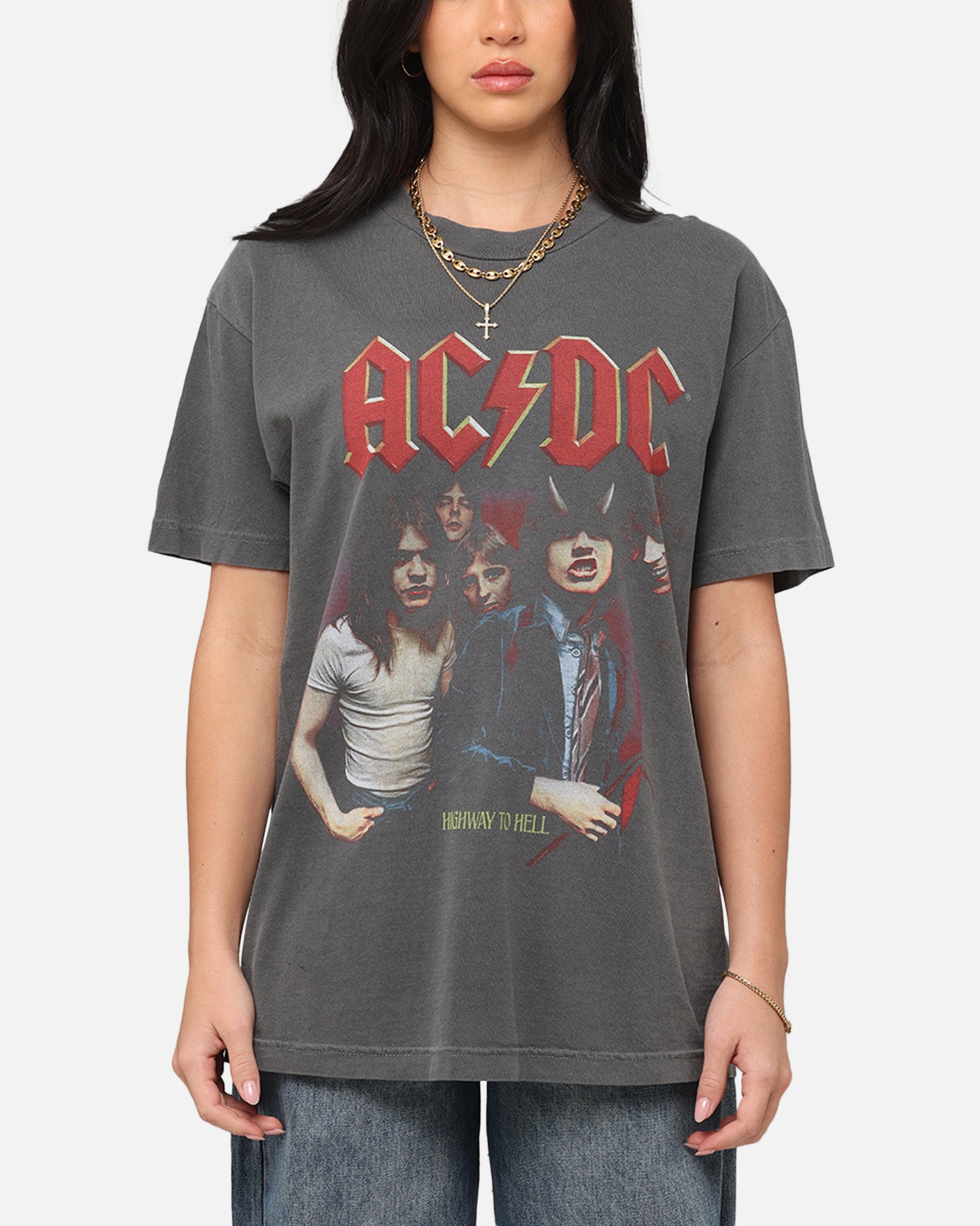 Vintage AC/DC Highway To Hell Rock Band T-Shirt - Faded Black Cotton Tee for Men & Women - Perfect for Concerts, Parties & Rock Music Fans