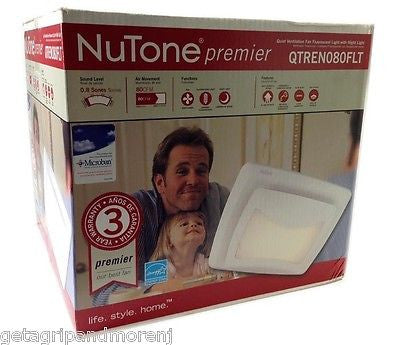 NUTONE Premier 80 CFM 0.8 Sones Ultra Quiet Bathroom Ventilation Fan with Light - Perfect for Home, Office & Commercial Spaces