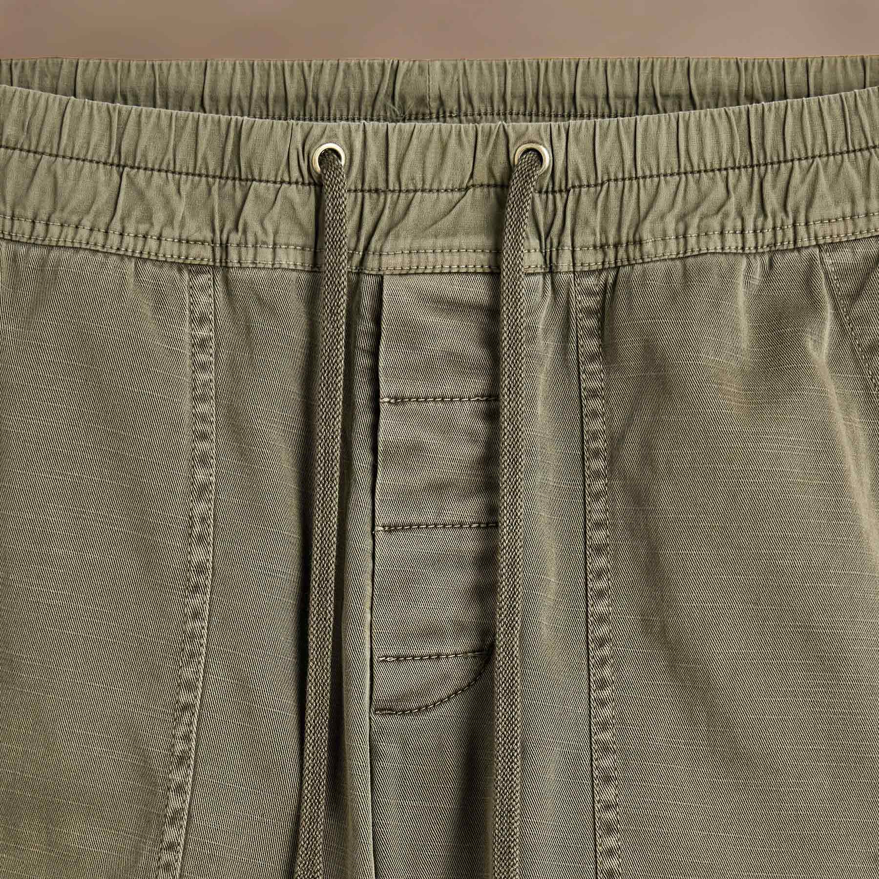 Men's Army Green Cotton Slub Utility Pants - Trooper Pigment Washed Cargo Pants for Outdoor Work, Hiking & Military Style Fashion