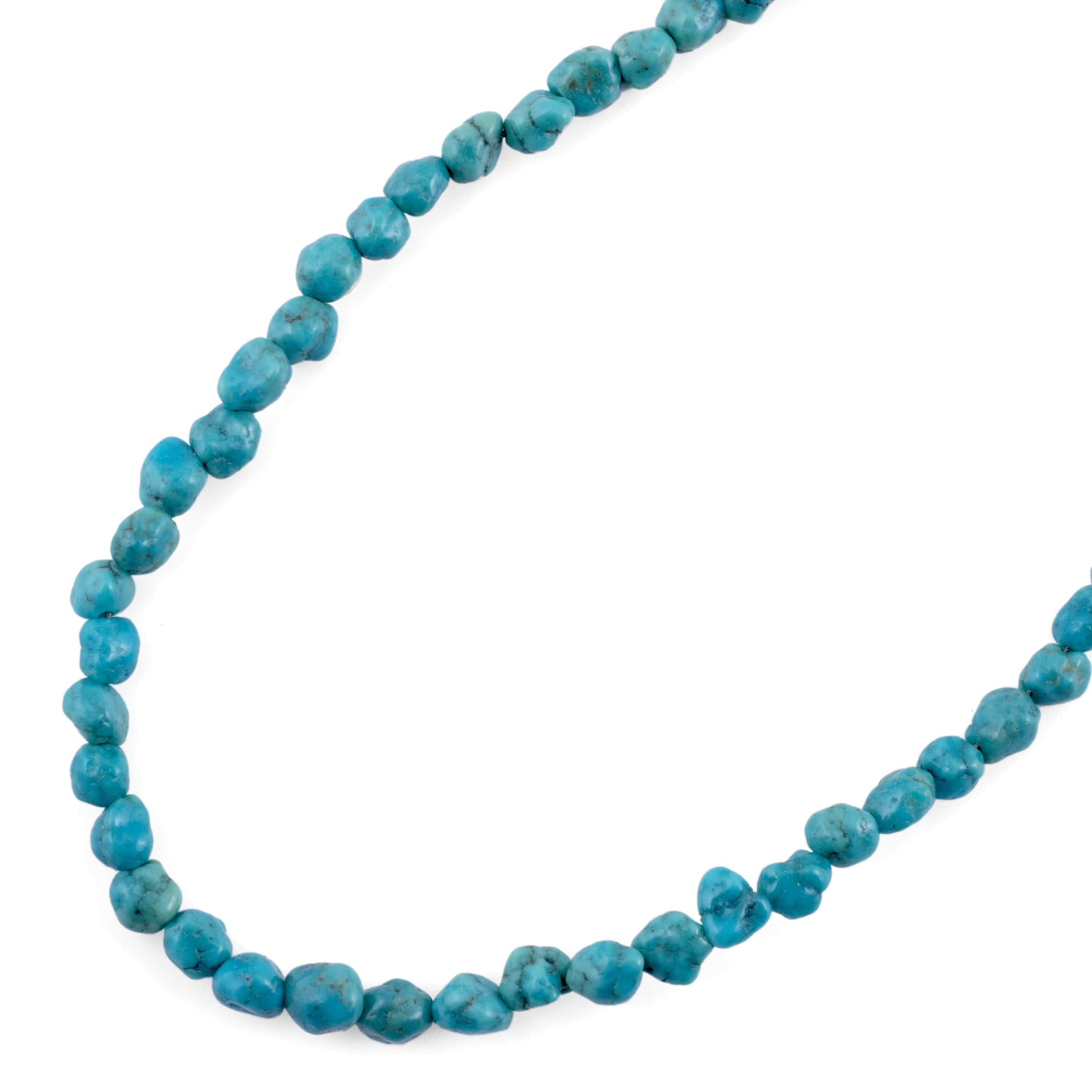 17 Genuine Turquoise Nuggets Necklace - Handmade by Native American Artisans - 925 Sterling Silver Clasp - Perfect for Boho Fashion, Southwest Style & Spiritual Jewelry Lovers