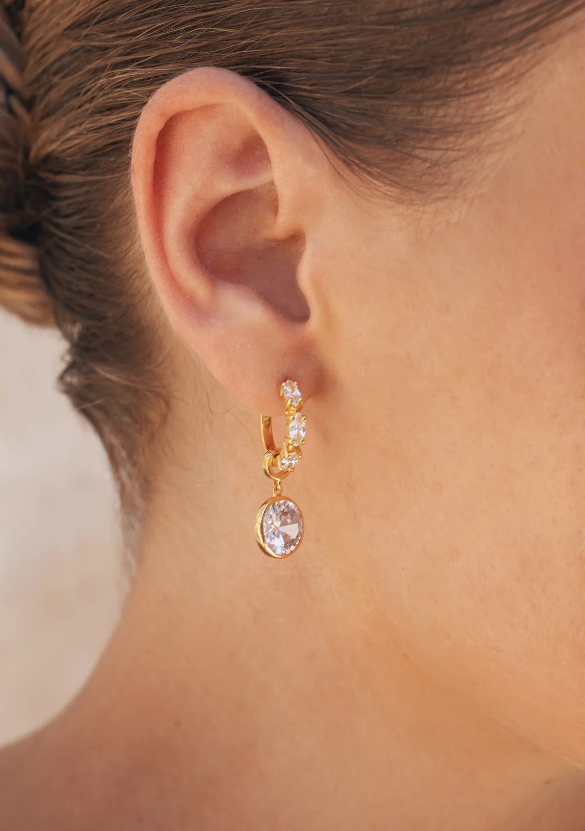 Lola Knight Lilah 18K Gold Cubic Zirconia Huggie Earrings with Dangling Charm - Elegant Everyday Jewelry for Women, Perfect for Work, Date Night & Special Occasions
