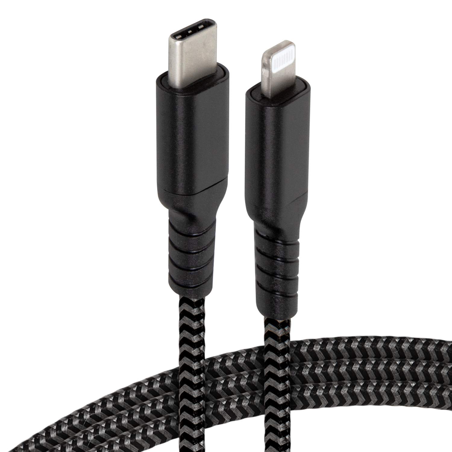 Premium USB-C to Lightning Cable 3ft - Fast Charging & Sync for iPhone 14/13/12/11/X/8 - Durable Nylon Braided Black Cable - Perfect for Home, Office & Travel
