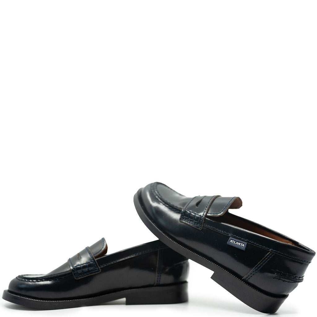 **Atlanta Moccasin Navy Florentine Penny Loafers for Men - Comfortable & Stylish Slip-On Shoes for Casual Wear, Office & Travel**