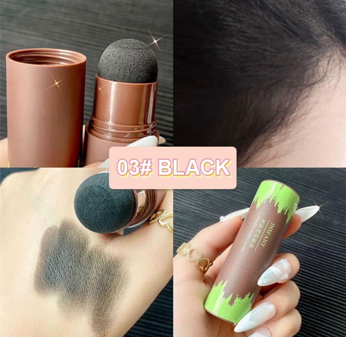 Glowhouse Shade Hairline Powder - Waterproof Hair Root Concealer & Quick Touch-Up Stick with Sponge Pen for Natural Hairline Shadow - Perfect for Daily Use, Travel, and Covering Gray Roots