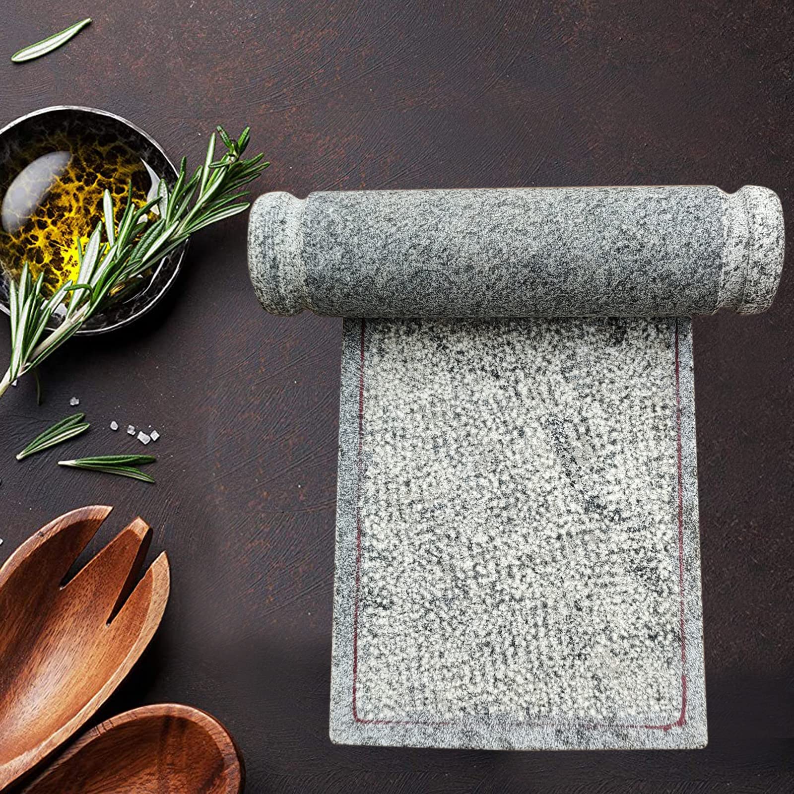 EZAHK Natural Stone Ammikallu Mortar and Pestle (12 x 8 Inch) - SIL Batta Traditional Hand Grinder for Spices, Herbs & Pooja Rituals | Perfect for Home Decor, Kitchen Use & Gift Giving
