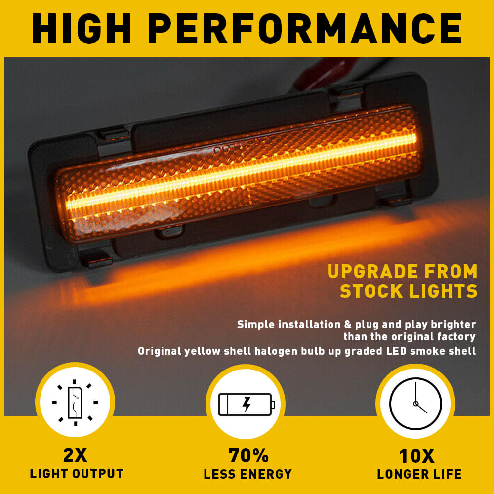 Smoked LED Side Marker Light Compatible with 1982-2002 Chevy Camaro & Pontiac Firebird - Durable Replacement for Enhanced Visibility & Style (Day/Night Driving Safety)