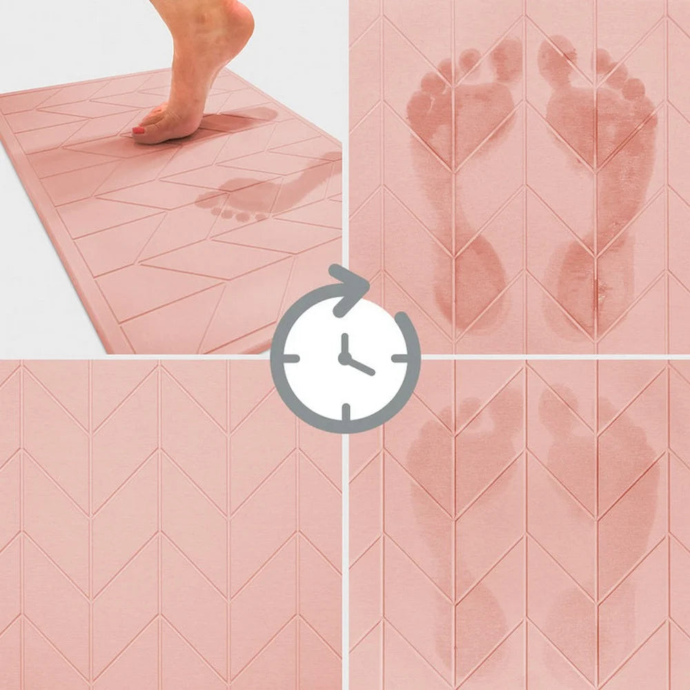 Premium Algodon DRI Stone Bath & Kitchen Mat - Soft, Absorbent & Non-Slip - Blush Pink for Bathroom, Shower & Kitchen Floor Use