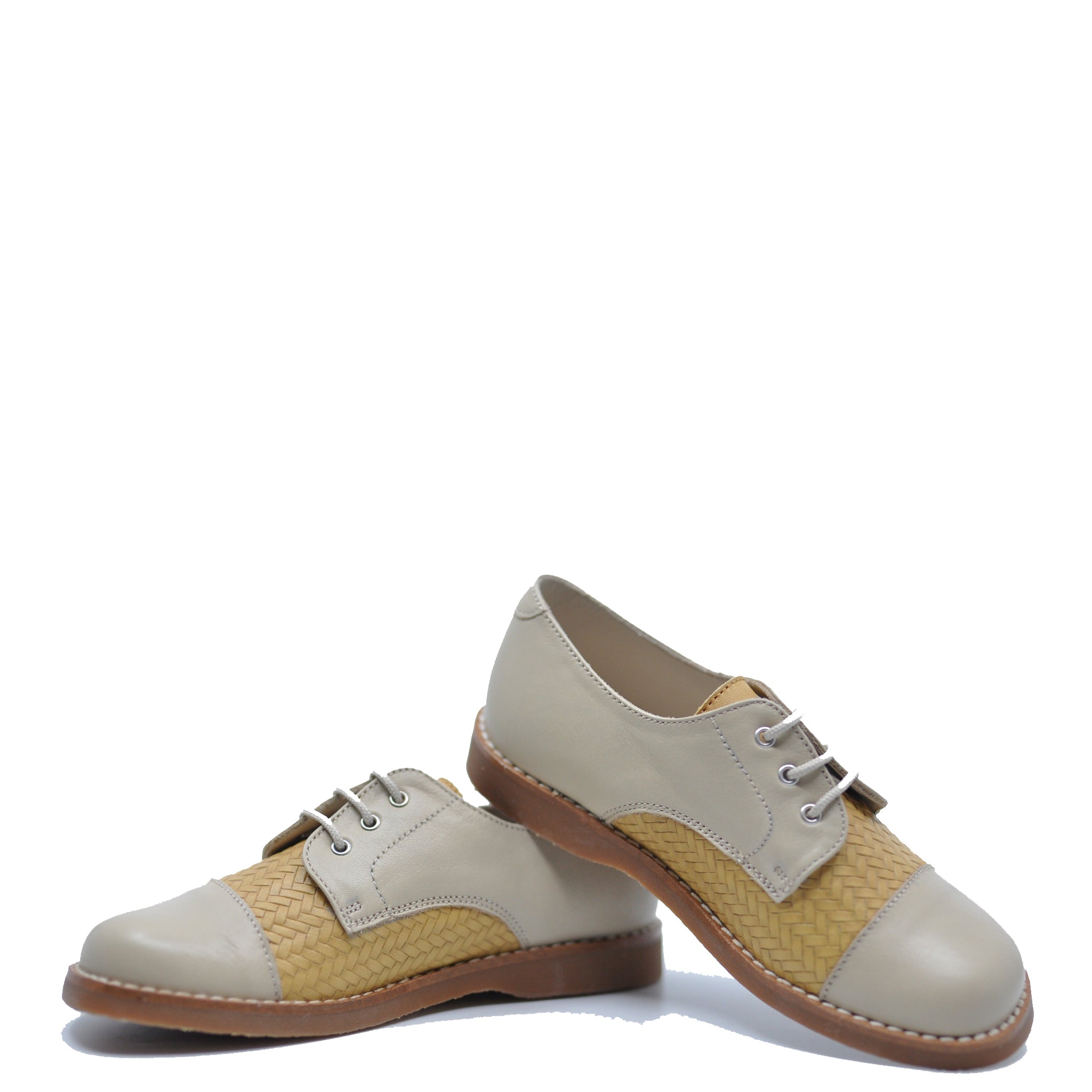 Beberlis Tan Two Tone Oxford Shoes for Men - Classic Casual & Formal Dress Shoes for Work, Office & Wedding - Comfortable Leather Lace-Up Loafers