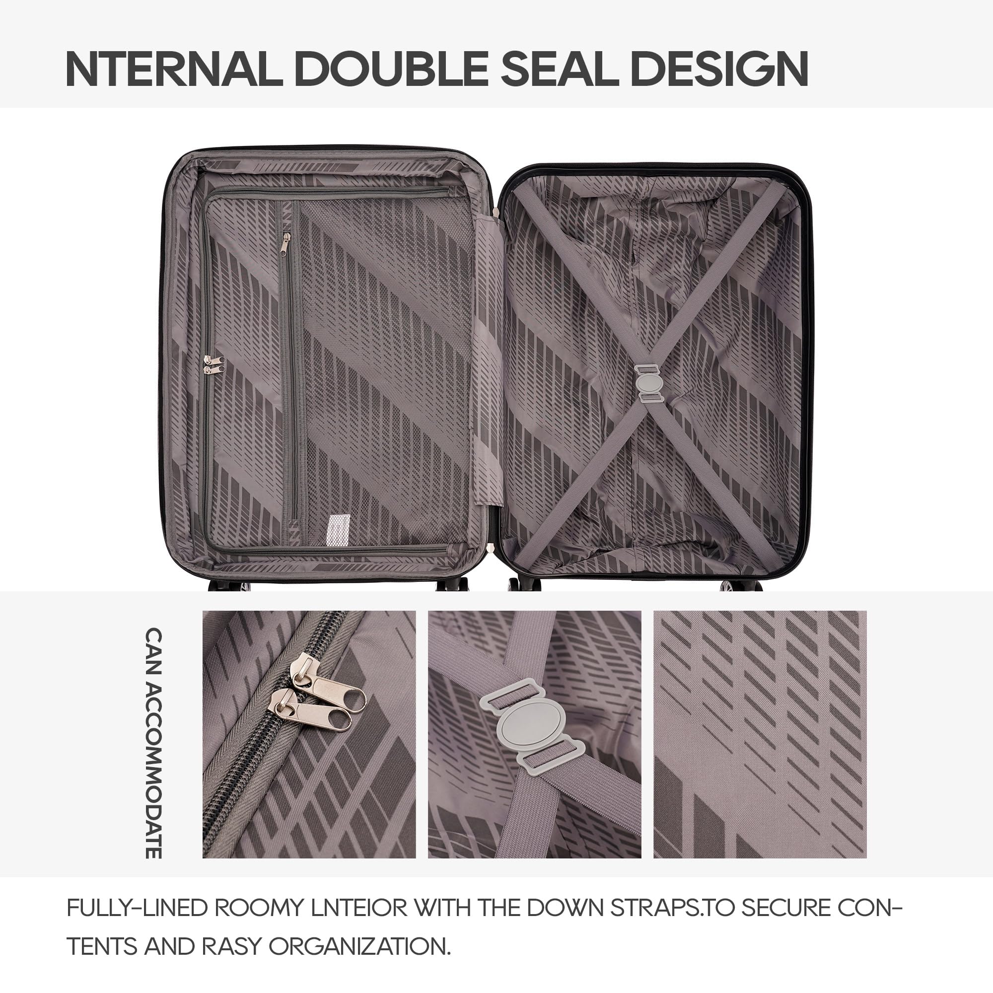 3-Piece Expandable ABS Hardshell Suitcase Set with Spinner Wheels & TSA Lock - 20/24/28 Inch Light Blue Luggage for Family Travel, Airplane Carry-On, Business Trips & Vacation Packing
