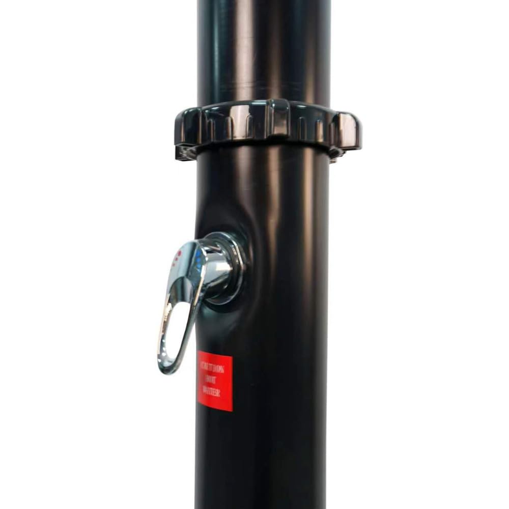 5.3 Gallon Solar Heated Outdoor Shower | Portable 2-Section Camping Shower with Adjustable Shower Head & Foot Tap | Perfect for Poolside, Backyard, Beach, Garden & Spa Use | Black