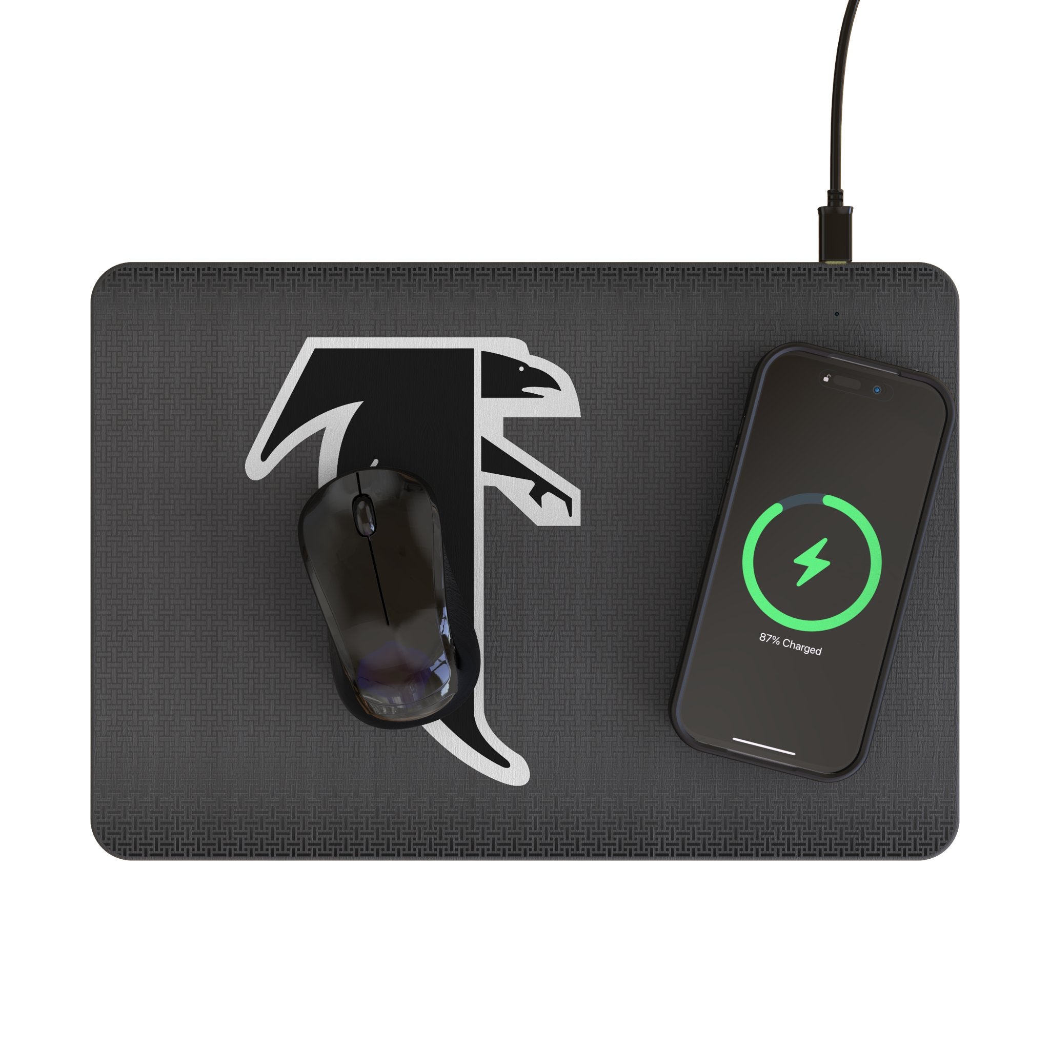Atlanta Falcons NFL Team Logo 15W Fast Wireless Charger & Mouse Pad Combo - Perfect for Office, Gaming, and Home Desk Setup