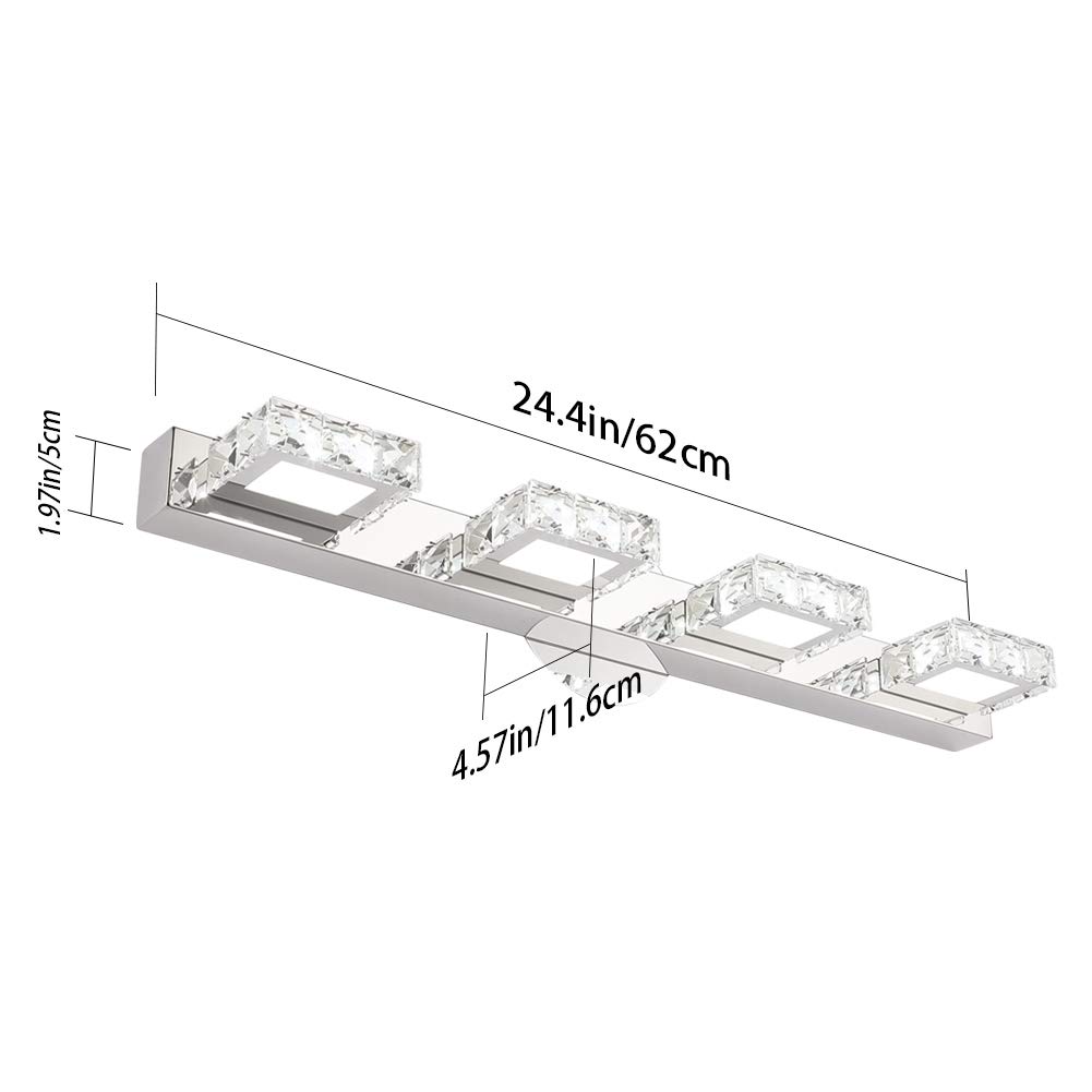 Aipsun 24.4 Inch Modern LED Vanity Lights - Crystal Bathroom Lighting Fixtures with 5500K White Light - Perfect for Bathroom Mirror, Dressing Room & Makeup Area