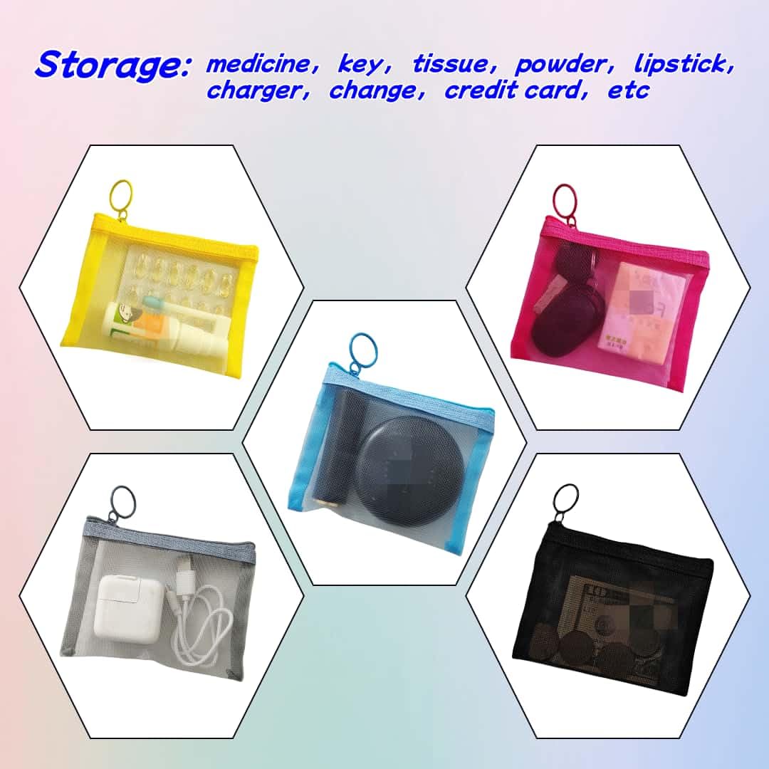 5 Pack Small Zipper Pouch & 5 Pack Mesh Pencil Pouches - Mini Organizer Bags for Purse, Travel, Toiletries, Diapers & School Supplies | Compact Storage for Cosmetics, Stationery & Essentials