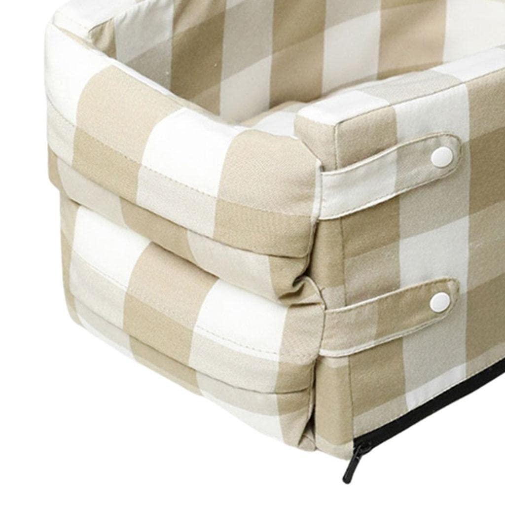 LYLA Portable Cat & Dog Car Seat - Anti-Slip, Washable Pet Cushion for Small to Medium Pets - Perfect for Road Trips & Vet Visits (White, Large Size)