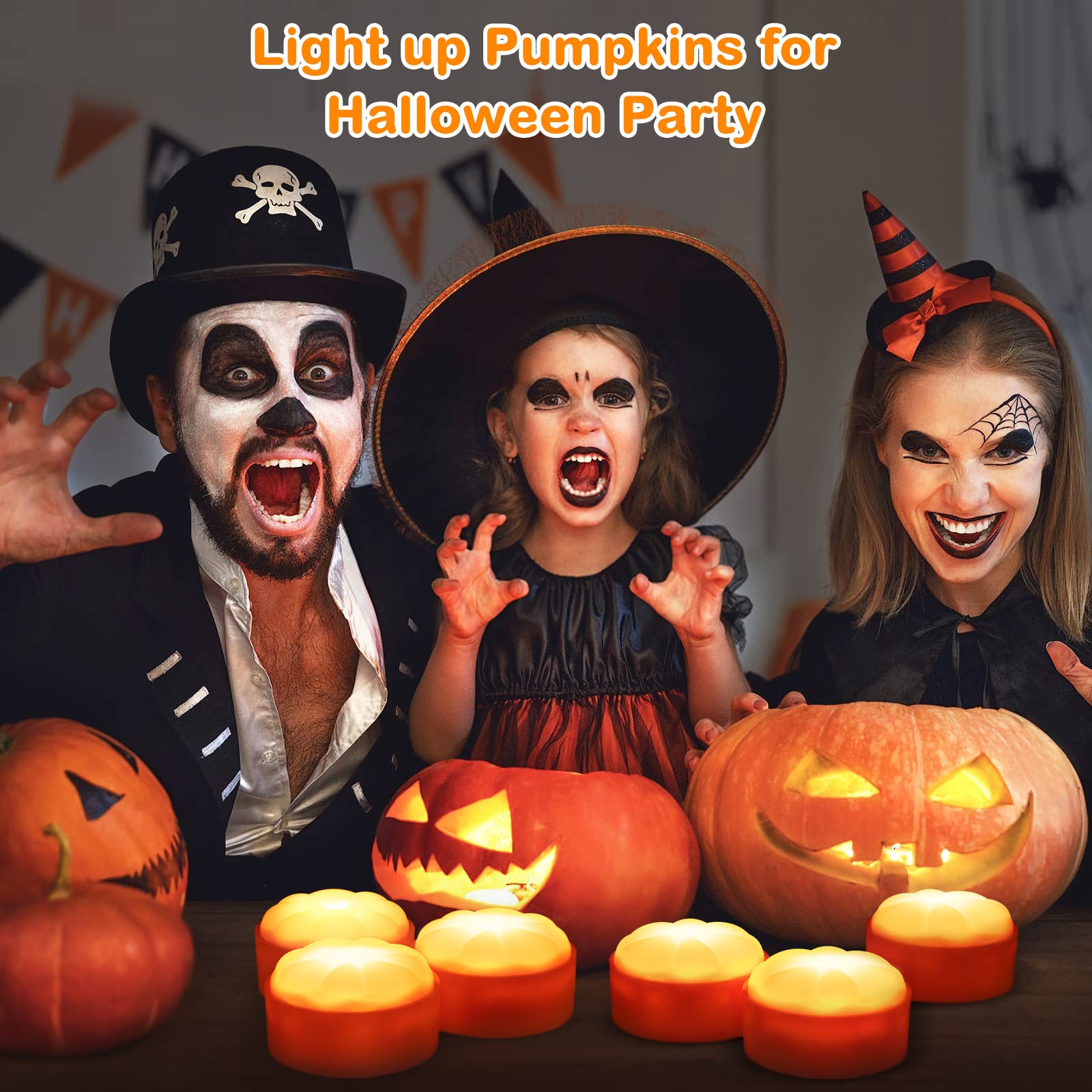 Litake Halloween Pumpkin Lights - 4 Pack LED Jack-O-Lanterns with Flickering Flame Effect, Waterproof Outdoor Decorations with Remote Control & Timer - Perfect for Porch, Yard, and Halloween Party Decor