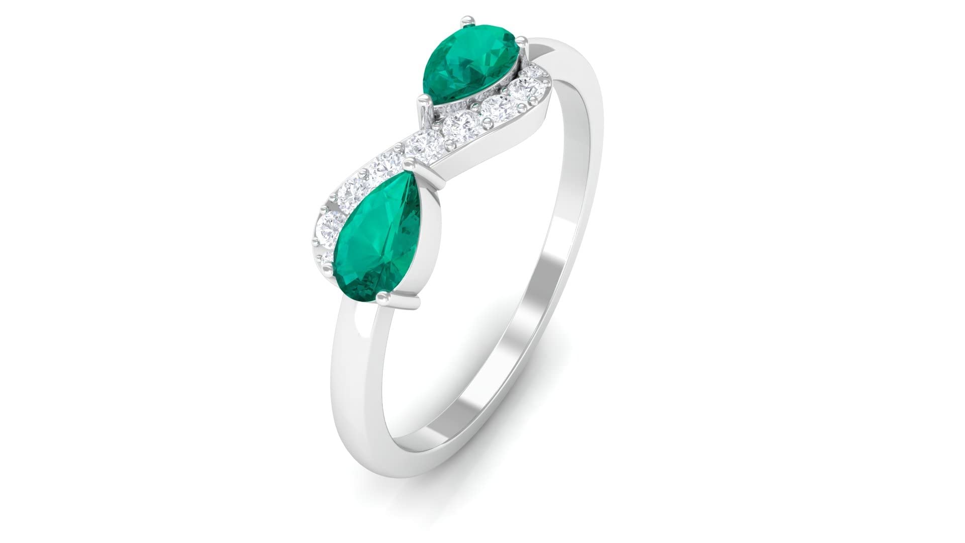 1/2 CT Pear Cut Emerald and Diamond Ring for Women - 14K Solid Gold Infinity Promise Ring - 3X5 MM Emerald Engagement Jewelry - Perfect for Anniversaries, Proposals & Special Occasions