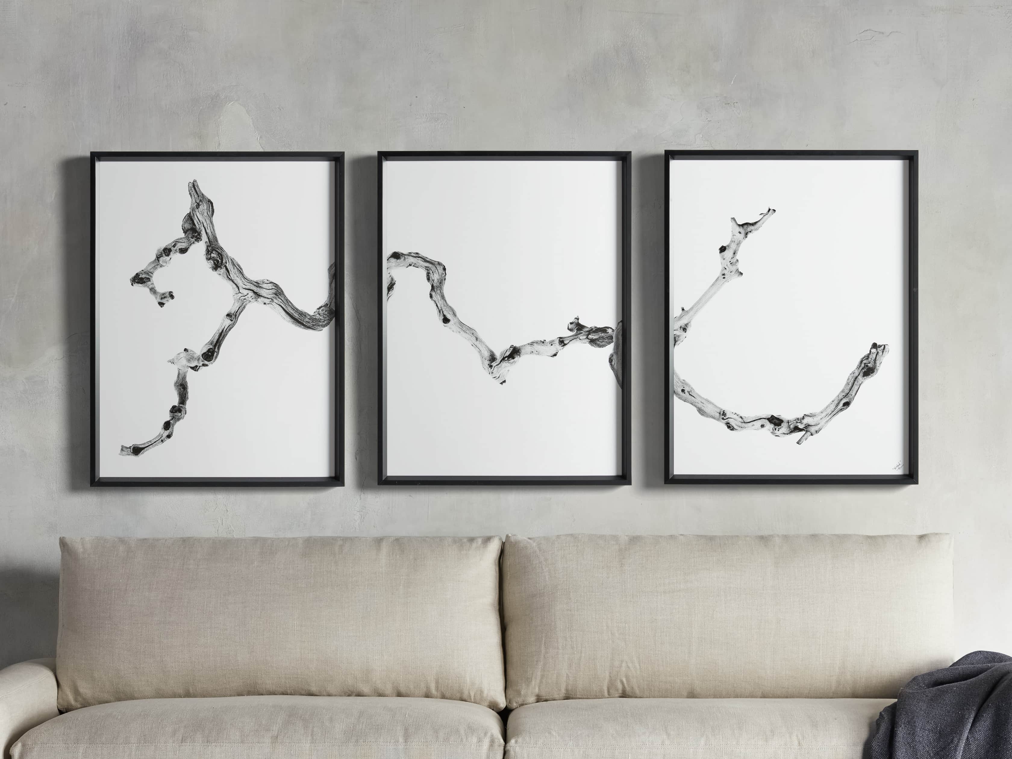 Branch Framed Print Set of 3 - Nature Inspired Wall Art Decor for Living Room, Bedroom & Office