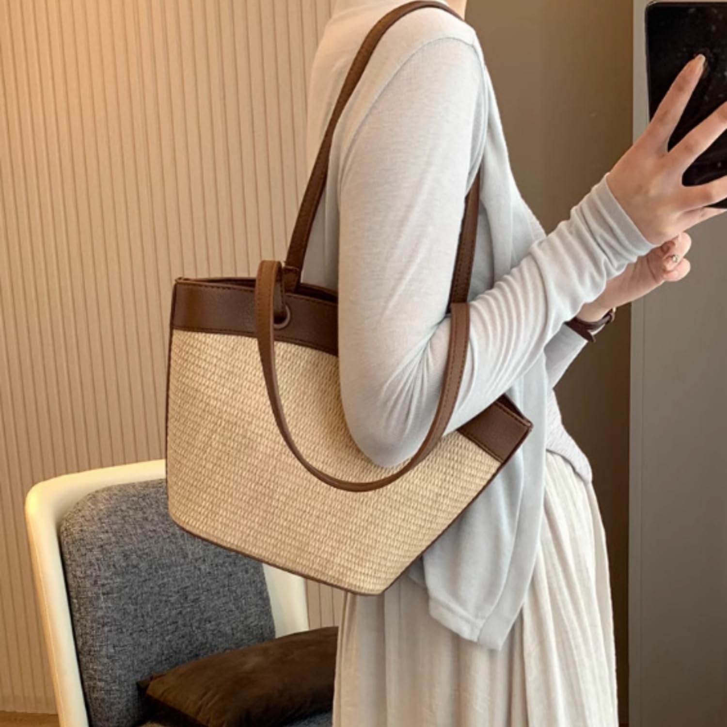 Eco-Friendly Straw Tote Bag for Women - Handmade Woven Beach Shoulder Bag - Summer Hobo Purse for Vacation, Picnic & Shopping | Perfect for Beach Outings, Farmers Market & Casual Day Trips