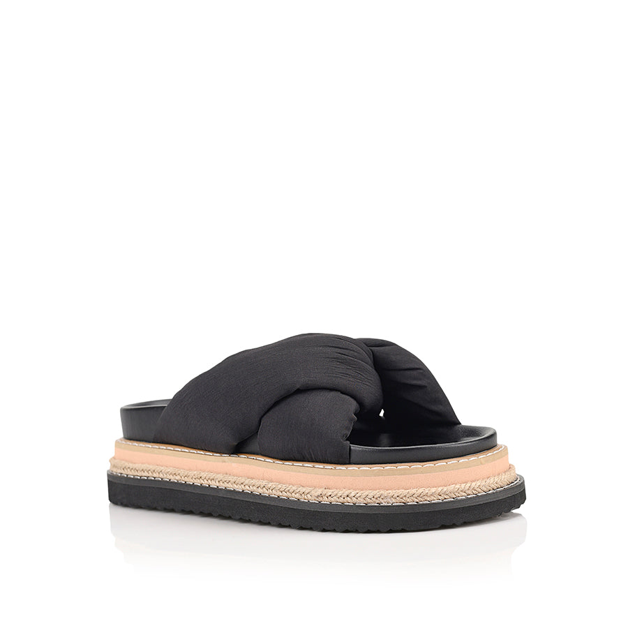 Thames Platform Slides for Women - Comfortable Black Summer Sandals - Perfect for Beach, Pool, and Casual Outings