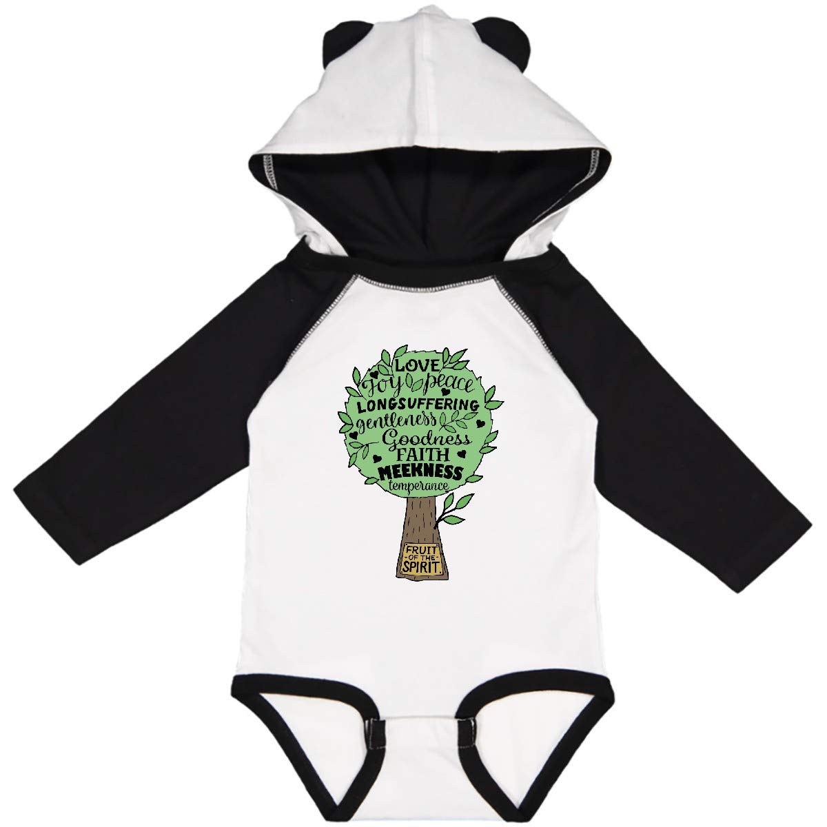 Inktastic Fruit of The Spirit Bible Quote Christian Baby Long Sleeve Creeper - Soft Cotton Onesie for Church, Baptism & Family Photos