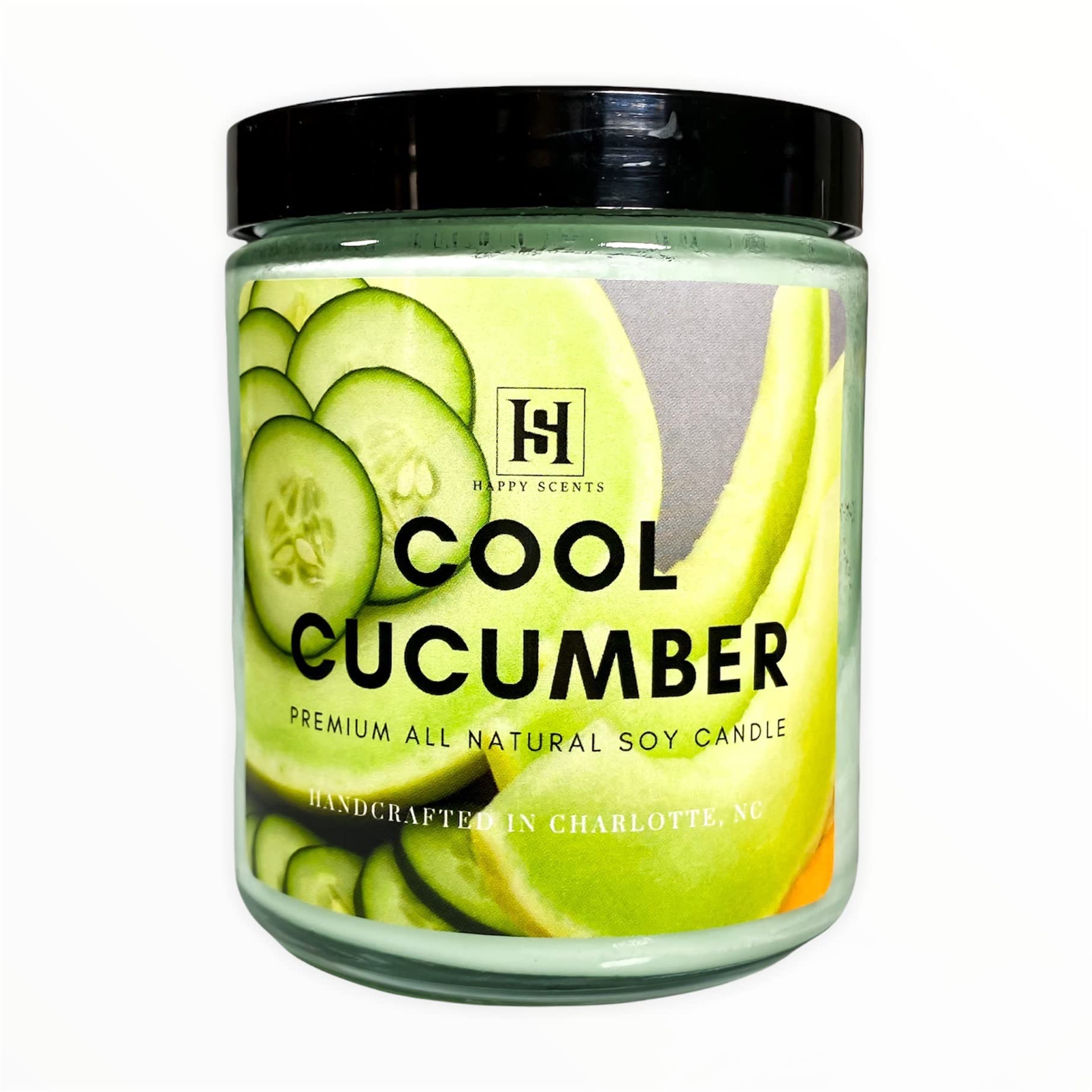 Cool Cucumber Scented Soy Wax Candle | 8oz Clear Glass Jar with 50+ Hour Burn Time | Refreshing Home Fragrance, Long-Lasting & Highly Scented | Made in USA | Perfect for Relaxation, Spa Days & Home Decor