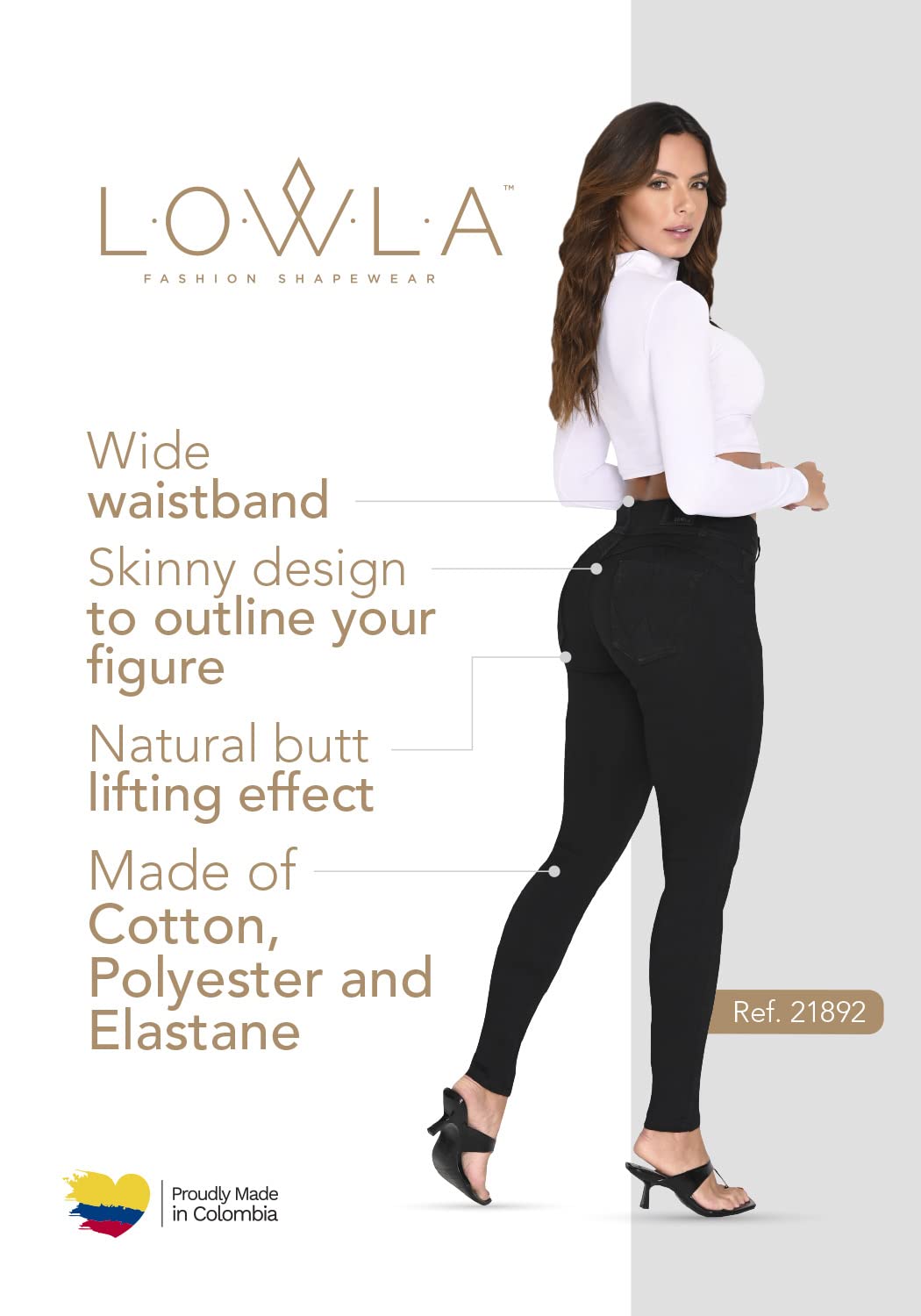 L.O.W.L.A SHAPEWEAR High Waisted Butt Lifting Jeans for Women | Colombian Style Tummy Control Denim Pants | Perfect for Date Night & Body Shaping