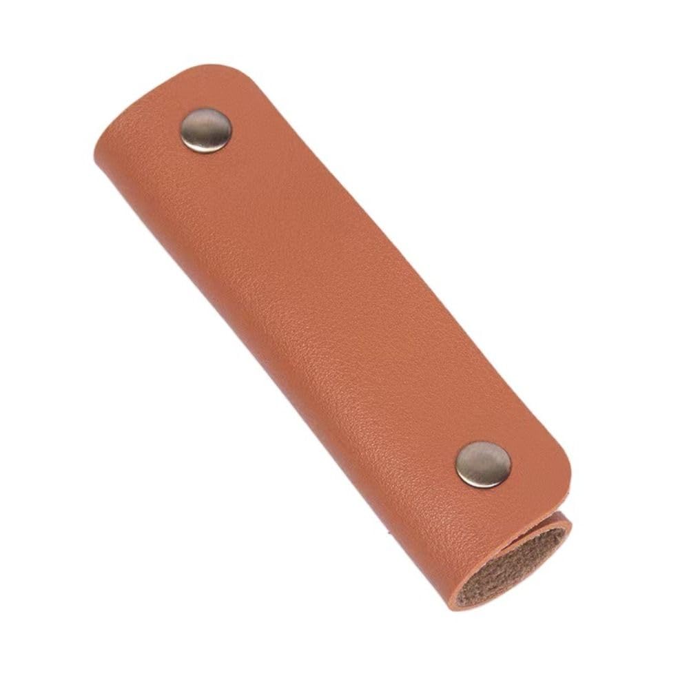 Premium Leather Luggage Handle Wraps - Soft Handbag Grip Protectors with Brass Clasps for Tote Bags, Purses & Suitcases (Brown) | Travel Accessories & Luxury Bag Protection