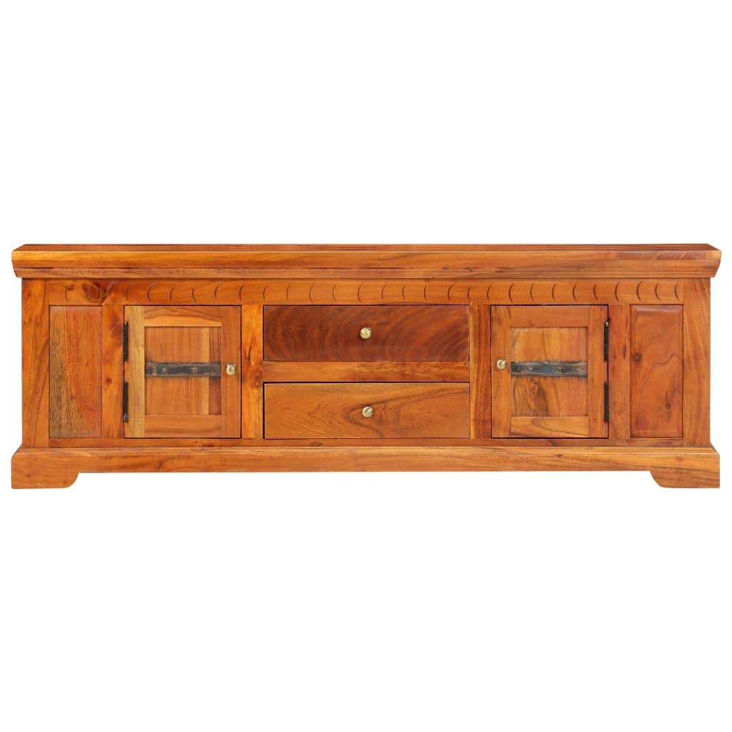 Rustic Solid Acacia Wood TV Stand with Storage Shelves - 46.8