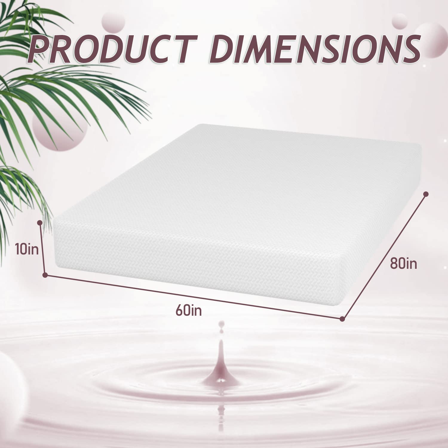 10 Inch Queen Size Green Tea Memory Foam Mattress - CertiPUR-US Certified, Fiberglass Free with Removable Soft Cover | Perfect for Bed Frames, Bunk Beds, Trundles & Daybeds | Breathable & Pressure-Relieving for Restful Sleep