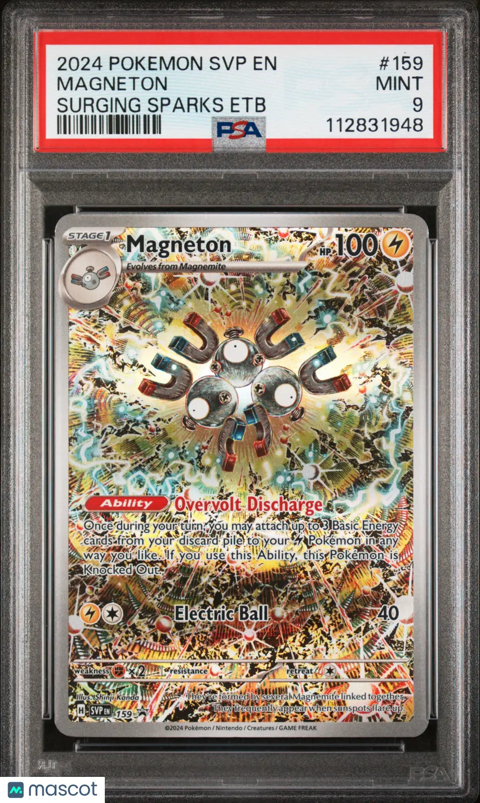 2024 Pokemon SVP EN SV Black Star Promo Magneton #159 Surging Sparks Elite Trainer Box PSA 9 Graded Card - Perfect for Collectors, Gaming & Investment