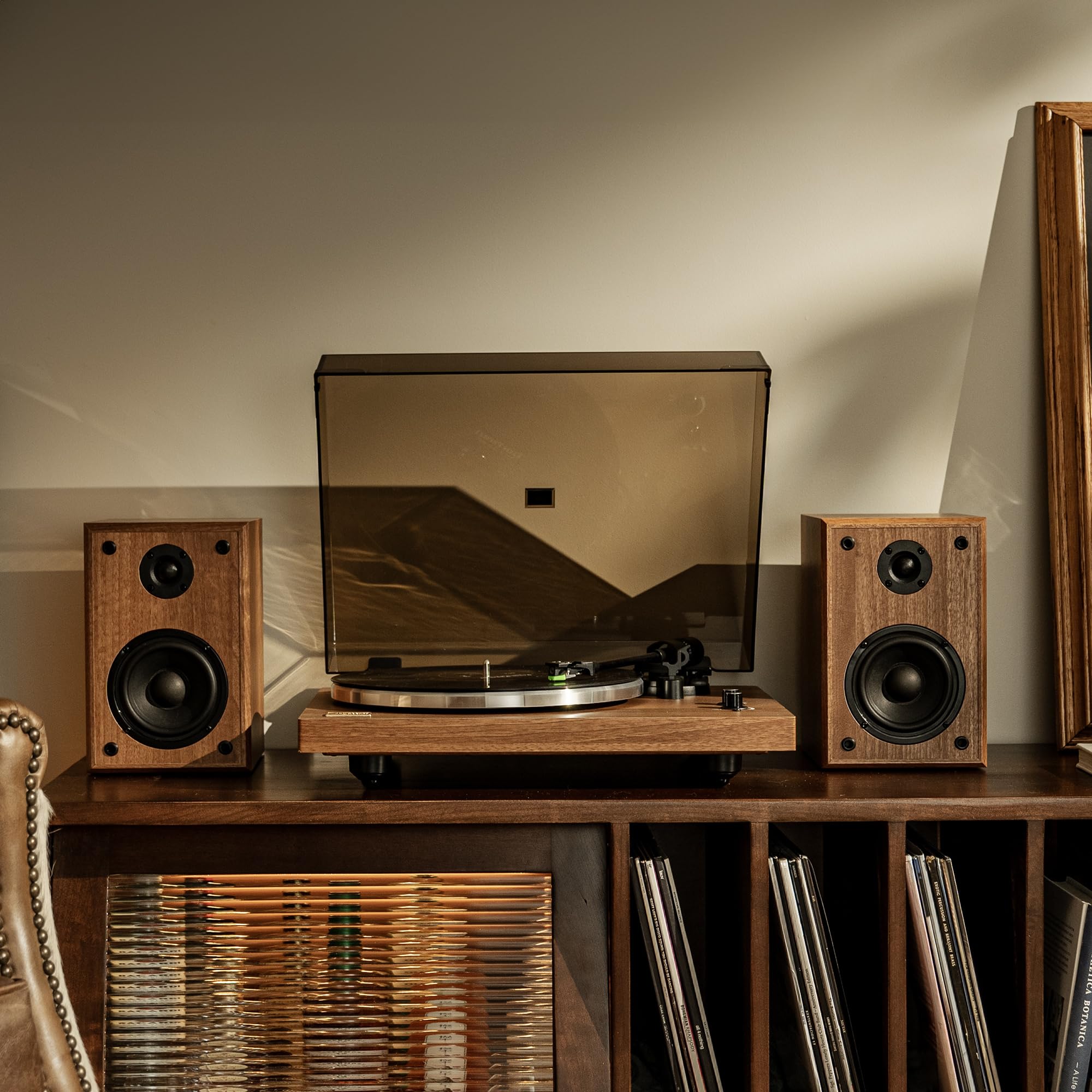 Arkrocket Cassini High Fidelity Bluetooth Record Player with Built-in Speakers - Belt Drive Vinyl Turntable with Moving Magnet Cartridge, Bluetooth 5.0, AUX Input/Output - Perfect for Home Entertainment & Vinyl Collection (Walnut Finish)