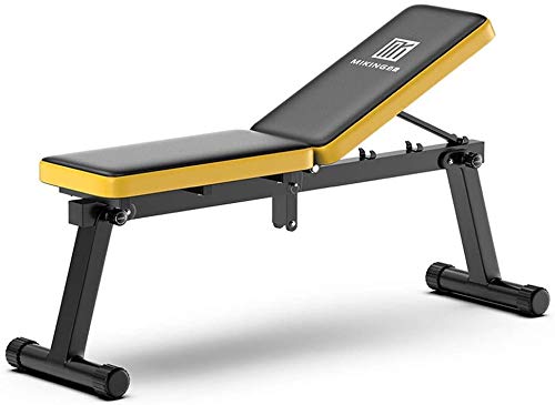 BYCDD Adjustable Weight Bench - Foldable Dumbbell Bench for Home Gym, Full Body Workout Equipment (33X115CM, Yellow) | Perfect for Strength Training, Cardio & Home Fitness Routines