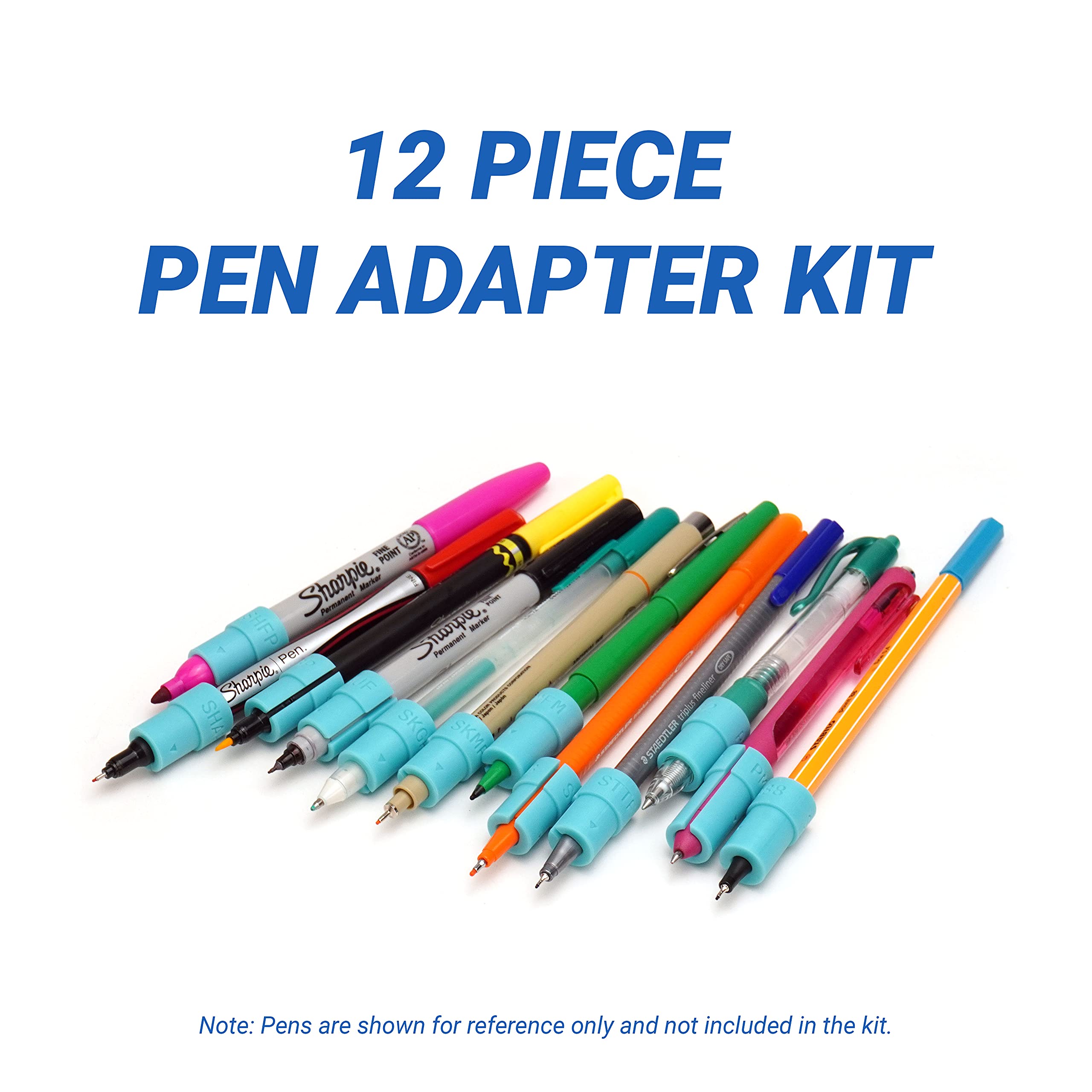 12 Pack Pen Adapter Set for Cricut Machines (Maker 3, Explore 3, Maker, Explore Air 2) - Compatible with Sharpie, Sakura, Paper Mate, STABILO & Pilot Pens - Perfect for DIY Crafts, Vinyl Cutting & Scrapbooking Projects