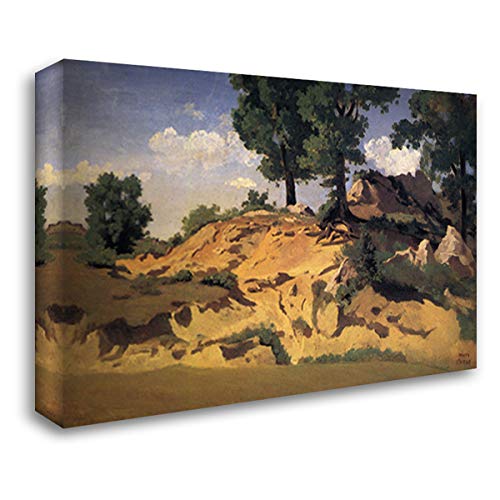 Jean Baptiste Camille Corot Trees and Rocks at La Serpentara 24x18 Inch Gallery Wrapped Canvas Art Print - Wall Decor for Living Room, Bedroom & Office