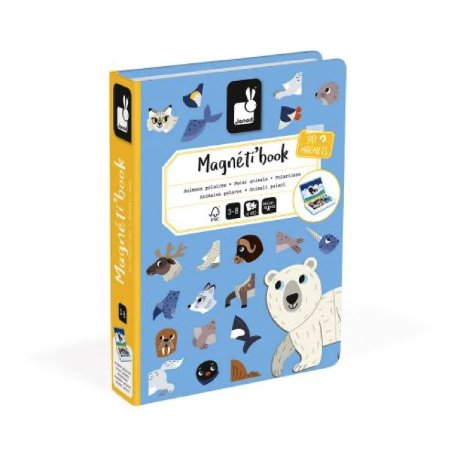 Janod Magnetibook Polar Animals - Magnetic Educational Toy for Kids, Learning Games with Arctic & Antarctic Wildlife - Perfect for Home, Classroom & Travel Activities