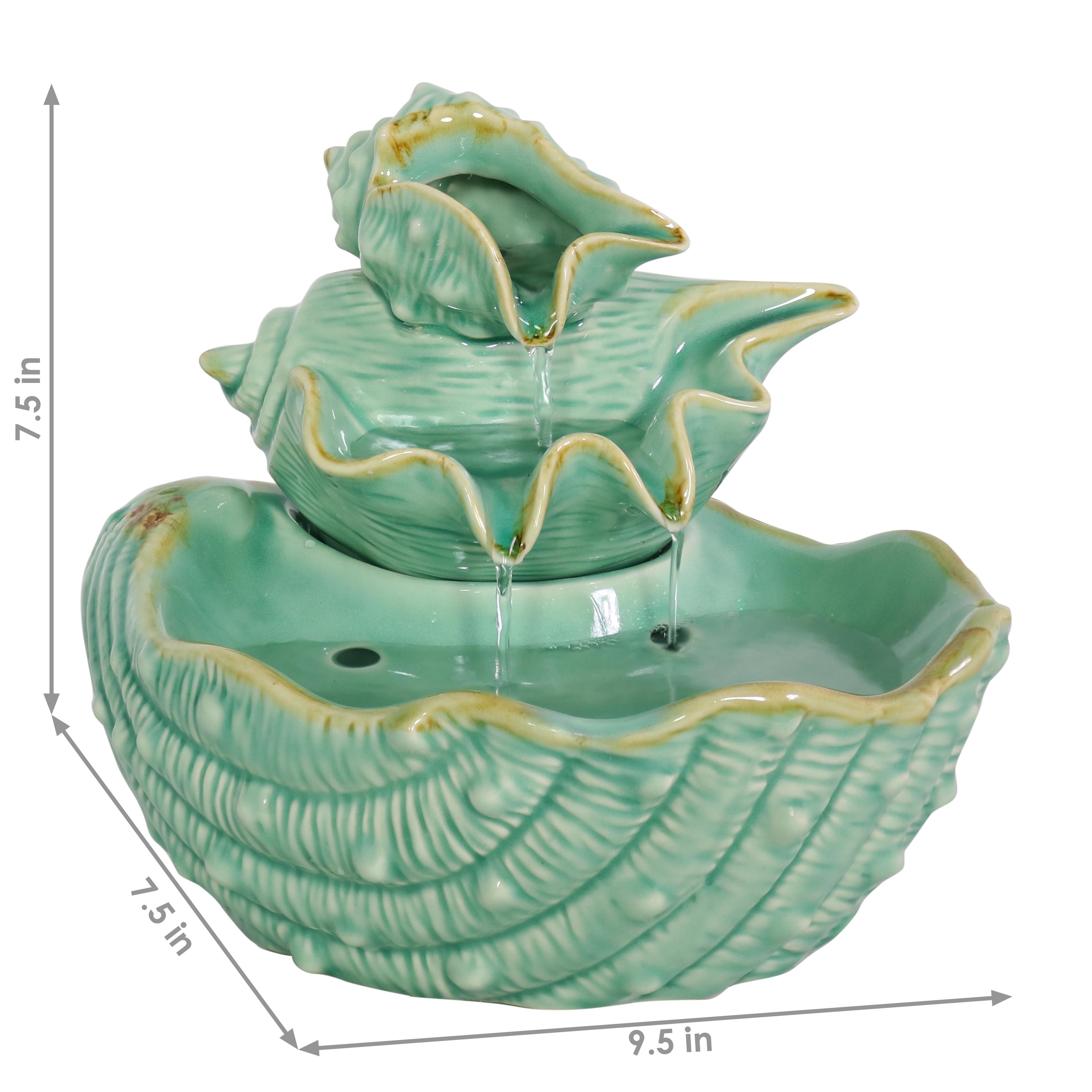 Sunnydaze Stacked Seashells Tabletop Water Fountain - Relaxing Indoor/Outdoor Decorative Fountain for Home, Office, Garden & Patio