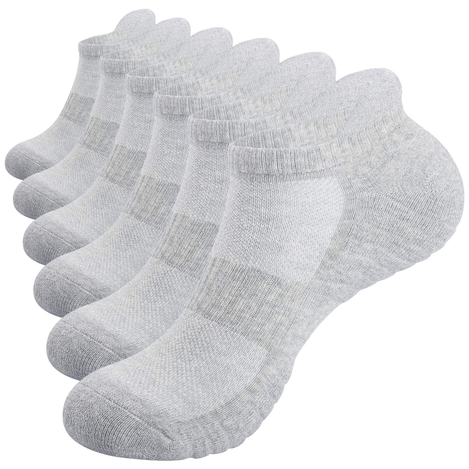 TANSTC Men's Athletic Socks - 6 Pairs Anti-Blister Cushioned Running Socks, Breathable Cotton Sports Socks for Jogging, Gym & Daily Wear