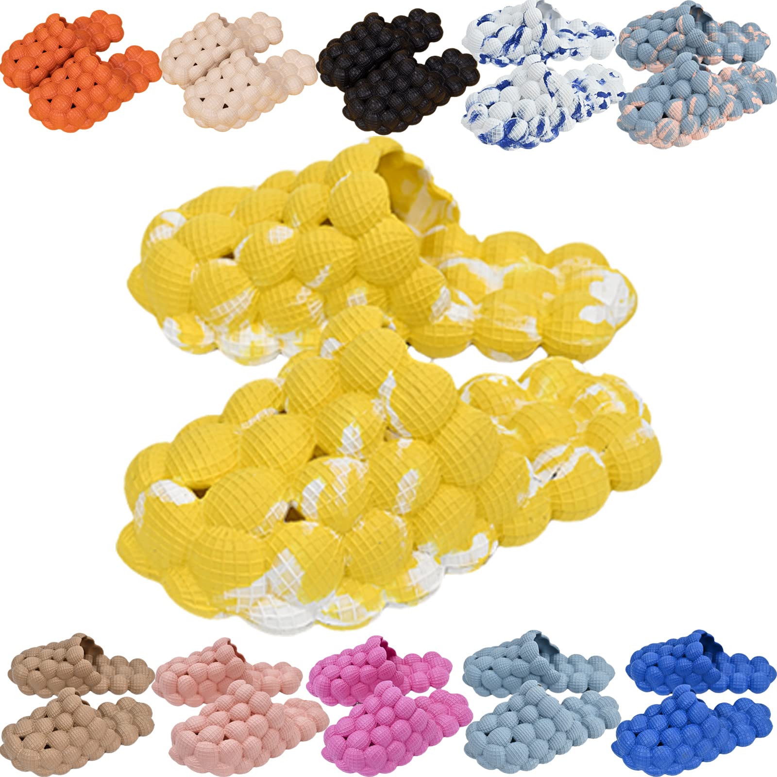 Unisex Lychee Bubble Slides - Massage Cloud Pillow Cushioned Sandals for Men & Women | Non-Slip Spa Shoes for Beach, Shower & Relaxation at Home