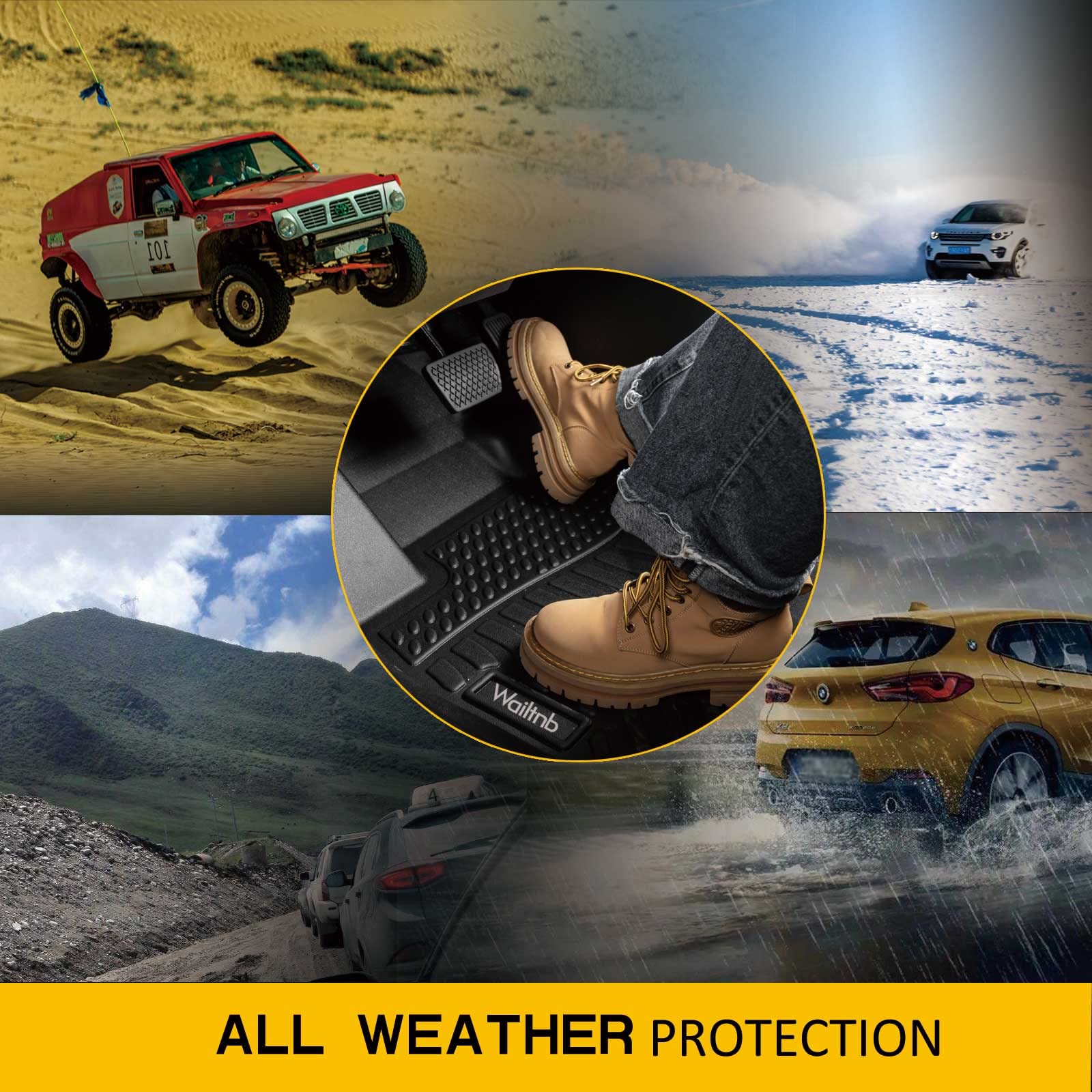 2021-2023 Hyundai Santa Fe All-Weather TPE Rubber Car Floor Mats & Cargo Trunk Liners - Heavy Duty Protection, Non-Slip Black Accessories for SUV | Perfect for Winter Snow, Mud, and Spills Protection