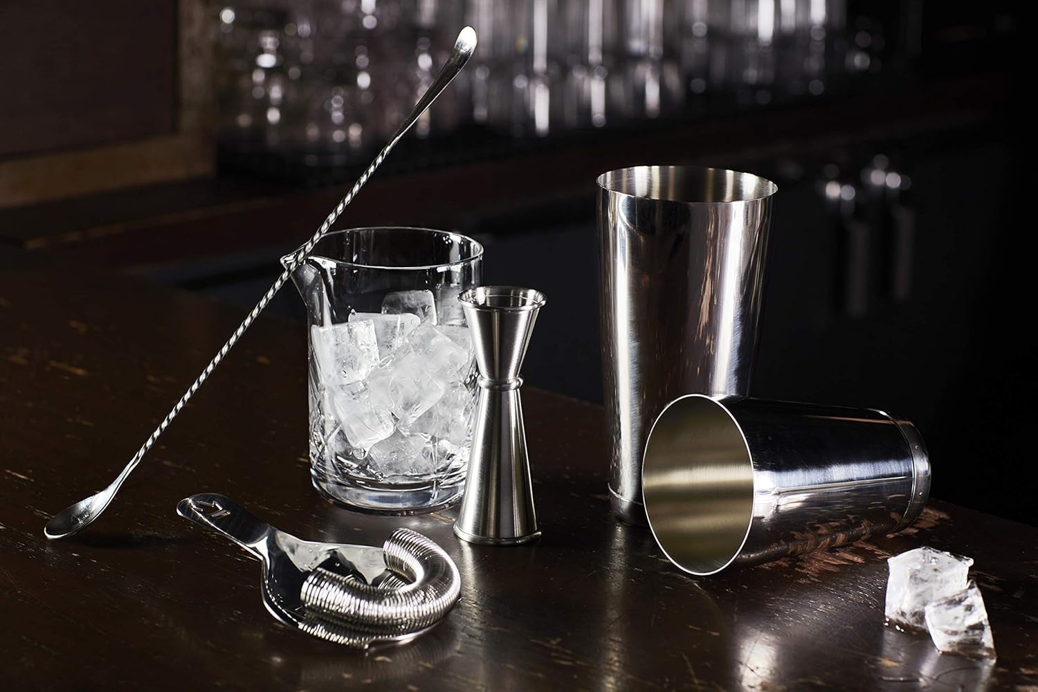 Premium Stainless Steel Cocktail Set - 6-Piece Bar Tools Kit with Jigger, Hawthorne Strainer, Shaking Tins, Mixing Glass & Bar Spoon | Professional Bartender Essentials for Home Bars, Parties & Mixology | Cocktail Kingdom®