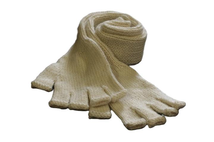 Hand Knitted Alpaca Wool Long Fingerless Gloves for Women - Soft & Warm Ivory Winter Accessories - Perfect for Outdoor Activities, Driving & Cold Weather Fashion