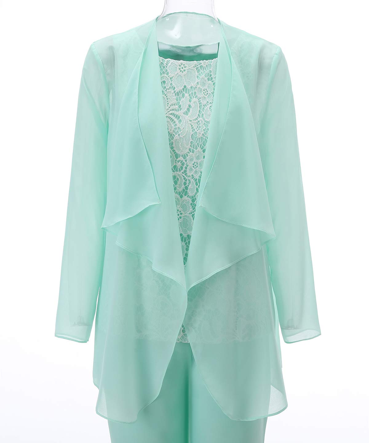 Elegant Mother of The Bride Pantsuit Set - Women's Lace Top & Chiffon Puffy Dress Outfit for Weddings, Parties & Special Occasions