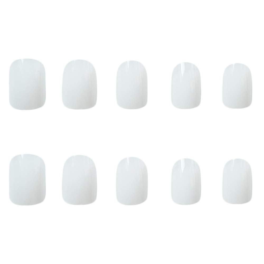 24Pcs Glossy Gradient Press On Fake Nails - Short Square Acrylic False Nails with Full Coverage (White) | Perfect for Parties, Weddings & Everyday Wear