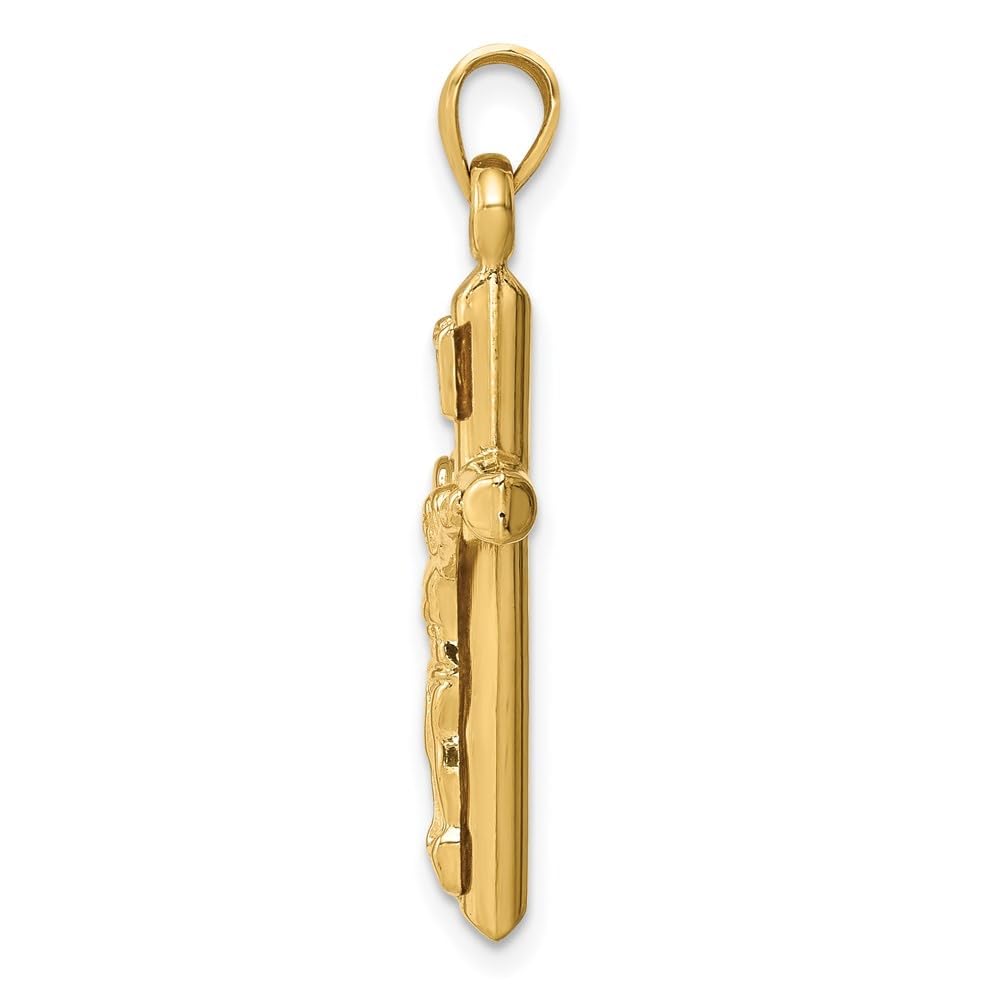 14K Gold Hollow Religious Crucifix Cross Pendant for Women - Elegant Fine Jewelry Gift for Baptism, Confirmation & Church Occasions | Diamond2Deal