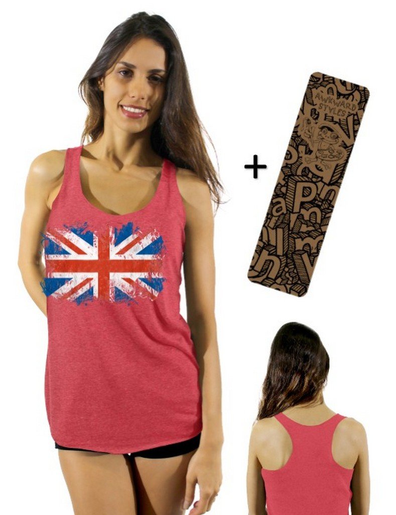 British Flag Distressed Logo Women's Racerback Tank Top - Vintage UK Style Graphic Tee for Casual Wear, Gym, and Summer Outfits