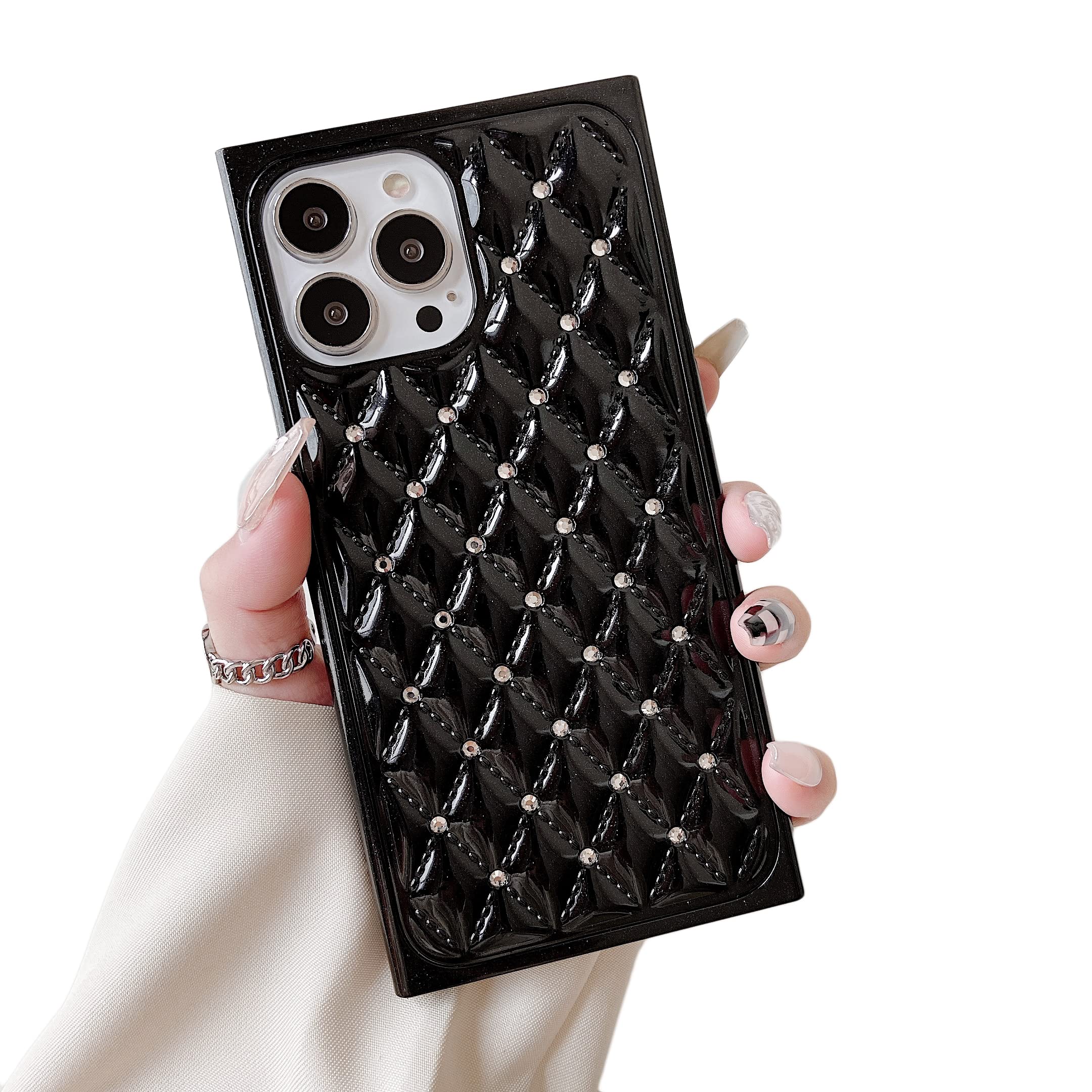 Luxury Square Diamond Glitter iPhone 11 Pro Max Case - Slim Lightweight Glossy Rhinestone Crystal 3D Cover for Apple iPhone 11 Pro Max 6.5