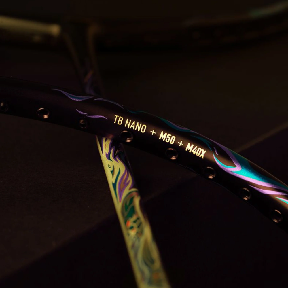 Li Ning AxForce 100 Qilin Badminton Racket - Gold/Blue/Black - Professional Carbon Fiber Shuttlecock Racket for Advanced Players - Perfect for Tournaments & Training Sessions